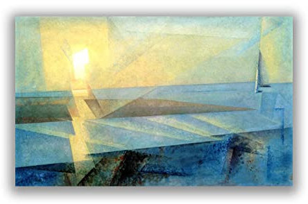 Lyonel Feininger Druck auf Leinwand-Berühmte Gemälde Wandkunst-“Sunset at Deep”-Abstrakter Expressionismus Leinwand Wandkunst Bild 30x48cm Rahmenlos