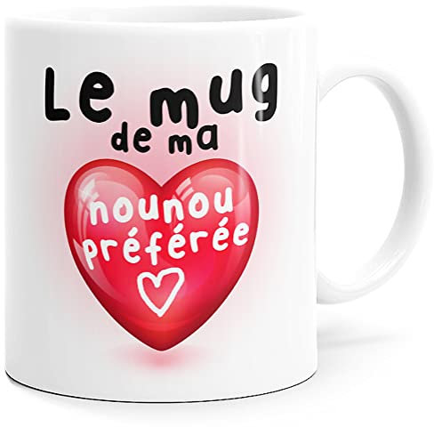 Luigi Collection Mug Nounou Préférée Idée Cadeau Original Super Nourrisse Tasse Message Merci Humour Fin d’année Scolaire Ecole Maternelle Crèche Enfant Souvenir pour Anniversaire Noël Fête.
