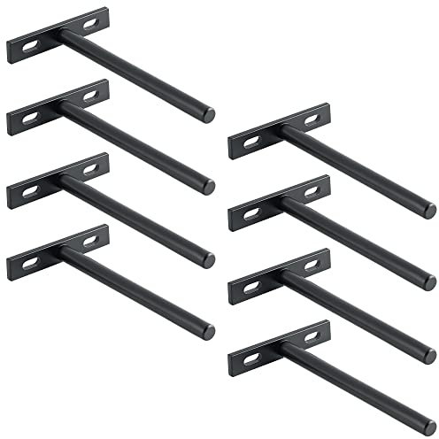 SAYAYO Equerre Etagere Murale Fixation Flottante Invisible, Support Etagere Murale en Métal, Tablette Flottante Support Charge Lourde, Longueur 125MM, Noir 8 Pcs, EJY70X125B-8P