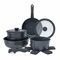 Country Kitchen 13 Piece Pots and Pans Set - Nonstick Cookware Set Detachable Handle, Non Stick Kitchen Cookware Sets Removable Handle, RV Cookware Set, Dishwasher/Oven Safe (Black) (YFAC13RH BLK)