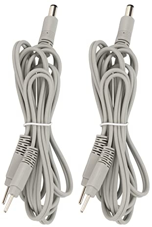 2 hochwertige Elektroden-Verbindungskabel für TENS Geräte,Diese Kabel dienen als Ersatz für TENS-Geräte und haben eine Länge von 4,9 Fuß,Die Stiftkabel sind vom Typ 5521 und 2856,Grau