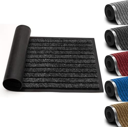 Imperial Rooms Black Door Mat Non Slip – Rubber mat 40x60cm Machine Washable Door Matts indoor Dirt Trapper Super Absorbent Door Mats Outdoor
