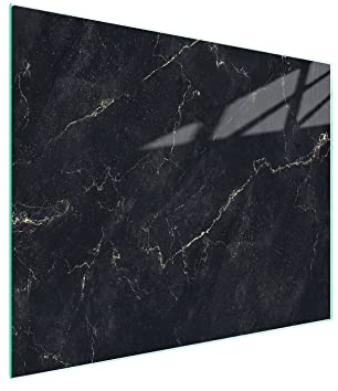 DarHaus Tagliere da cucina in vetro temperato, Copri-piano cottura a induzione, piano decorativo universale 52x30 cm, Marmo nero