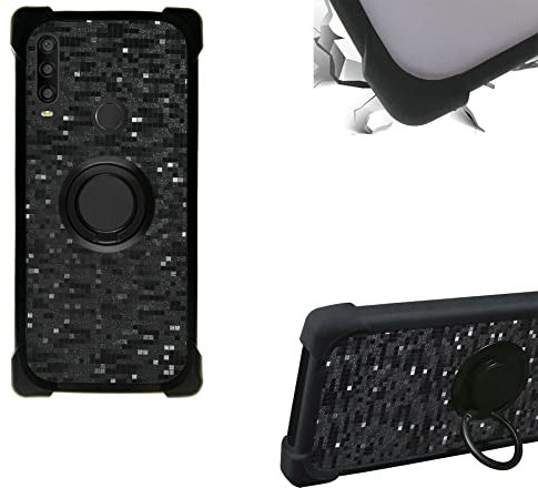 Funda para Alcatel 1S 2020 Funda Compatible con Alcatel 1S 2020 Case Carcasa PC + Silicona Soporte Anillo Metalico 360 TZZH-Hei