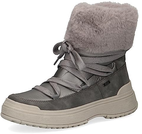 CAPRICE Damen Winterstiefeletten zum Schnüren Gefüttert Fell Weite G, Grau (Dk Grey Comb), 41 EU