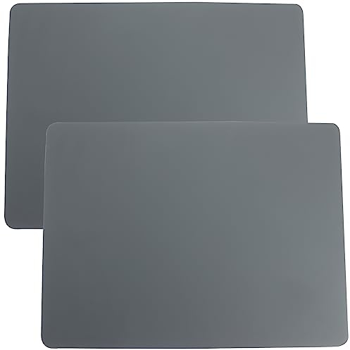 Roellgs 2 Pack Silicone placemats, Baking mat, Multipurpose Table Protector, Non-Stick and Non-Slip Heat Resistant (Grey)