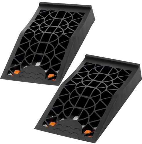 OULEME Low Profile Car Service Ramp - 2 Pack with Anti-Slip Pads for Lift Maintenance and Oil Changes, Low-Chassis Car Tire Ramps for Jack Support