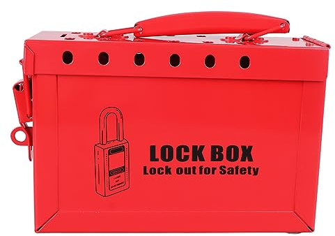 498A Boîte D'étiquettes de Verrouillage Rouge, Construction Robuste, capacité de 12 Cadenas, Polyvalente pour Verrouillage de Disjoncteur, Verrouillage de Valve