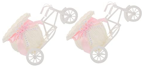 Warmhm 2st Fahrrad Blumentopf Behälter Für Künstliche Blumenarrangements Blumentopf Weben Desktop-blumenarrangement-Ornament Geflochtener Blumentopf Schreibtisch Pu Künstliches Rattan