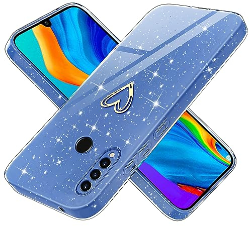 Yichxu Cover per Huawei P30 Lite Custodia Glitter TPU Silicone Brillantini Motivo Cuore Sottile Morbid Antiurto Paraurti Protettiva Case Huawei P30 Lite, Blu