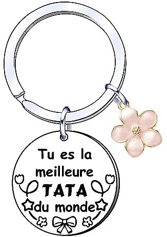 AIMINI Cadeau Tata Porte Clé Meilleure Tata Cadeau pour Tata Anniversaire Cadeaux pour sa Tata Porte Clef Idee Tata Cadeau Tata Noel Merci Tata Cadeau Personnalisé Cadeau Tatie Original (1)