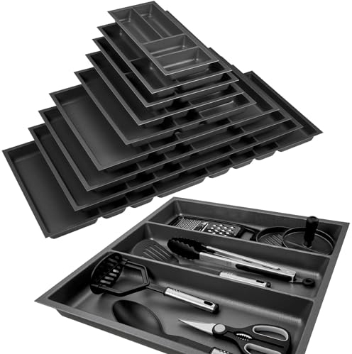 ORGA-BOX 2 Insert multifonctionnel Profondeur : 461 x Largeur : 509 mm anthracite avec structure Canvas pour tiroir Nobilia/Noblessa de 60 mm jusqu'à 07/2012