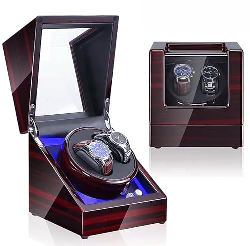 Olvy Uhrenbeweger für 2 Uhren, Watchwinder Extrem Leisem Motor, Flexiblem Uhrenkissen, Watch Winder