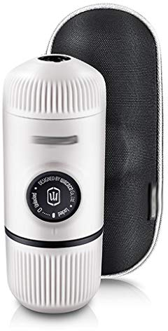 NOALED Tragbare Espressomaschine, neu, bunt, mit Gehäuse, Upgrade-Version, 18 Bar Druck (Farbe: Arktisblau) (Chill White)