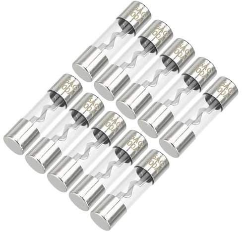 Partuto 10 Pièces 10X38Mm 0,39X1,50 Pouces 100A Fusible En Verre Agu Universel - Tube De Fusible De Voiture Pour La Sécurité De L'Alimentation - Tonalité Argentée Métal