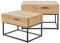 [en.casa] Set mit 2 Nachttischen mit Schublade, niedriger Couchtisch, 39 x 55 x 40 cm, Möbel mit Fuß aus Metall – Schwarz/Eicheneffekt
