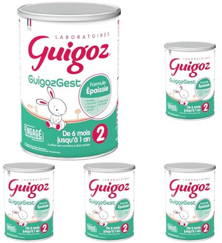 GUIGOZ GUIGOZGest 2 Lait bébé en poudre 2ème âge - de 6 à 12 mois - Boîte de 830g (Lot de 5)