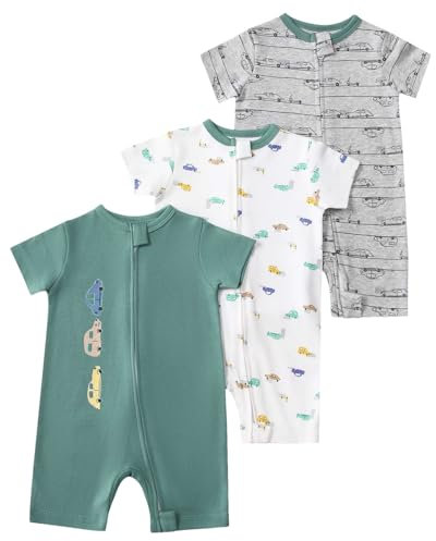 amropi Gestreifte Strampler Baby Mädchen Jungen 3er-Pack Kurzarm Spielanzug Bodys 12-18 Monate, Stil05