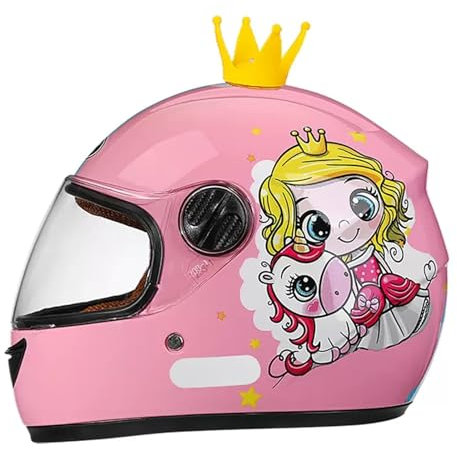 Casco Integral de Motocicleta para niños, Casco de Scooter Aprobado por ECE con Visera Solar y Bufanda extraíble, Casco de Scooter para niños y niñas de 3 a 12 años B-5,48-55CM