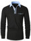KUNJLELP Men's Long Sleeve Polo Shirt Casual Premium T-Shirt 100% Cotton Golf Casual Collared Tops with Real Pocket,Black 43,3XL