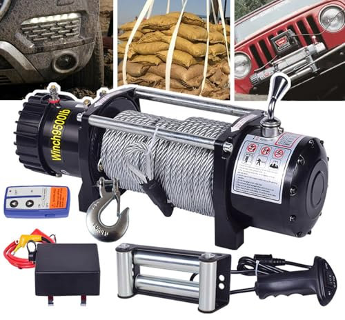 JMbpkduHs Treuil Hydraulique De 9 500 à 20 000 LB avec Câble en Acier Robuste De 24 M, Engrenage Planétaire à 2 étages pour Véhicule Tout-Terrain, Bateau, ATV, SUV,12v-9500lbs
