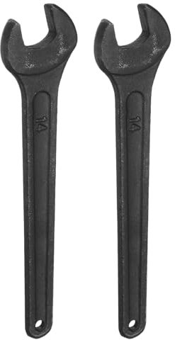 sourcing map 2pcs Single Open Ended Spanner Wrench, 14mm, Thicken Carbon Steel Open End Wrench Tool for for Automotive Repair and Furniture Assembly, Black