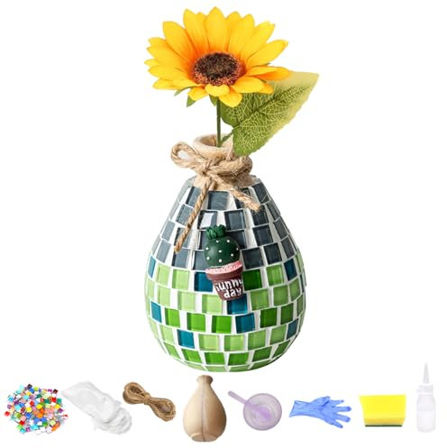 Daity Mosaik bastelset Kinder 7 8 6 10 9 11 Jahre Geschenk Mädchen 6-12 Jahre Mosaik Bastelset Erwachsene Geburtstagsgeschenke für Mädchen 6-12 Jahre Basteln Kleine Mosaikvase für kinder Erwachsene