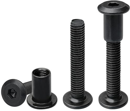 16 Sets Black Hex Socket Nut & Bolt,Furniture Connection Bolts Screws Nuts (M6x35mm)