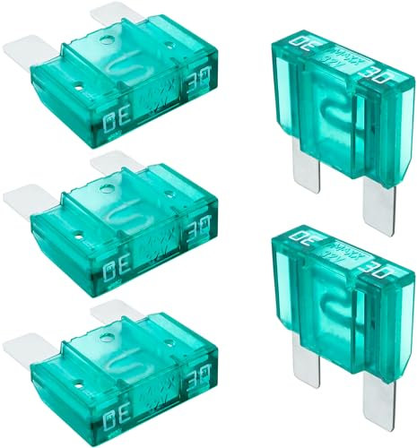Tecside 30A KFZ Maxi Sicherungen | 5 Stück | 29mm Stecksicherungen für Stromdieb & Sicherungshalter 12V 24V 32V Flachsicherungen für Auto, Boot, Motorrad & Wohnmobil | iMaXX maxiOTO F9030 Grün