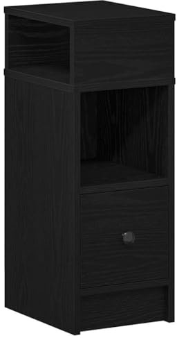 vidaXL Nachttisch mit Schublade Schwarz 25x31x66 cm, Nachtschrank, Nachtkommode, Betttisch, Nachtkonsole, Bettschrank, Beistelltisch Schlafzimmer