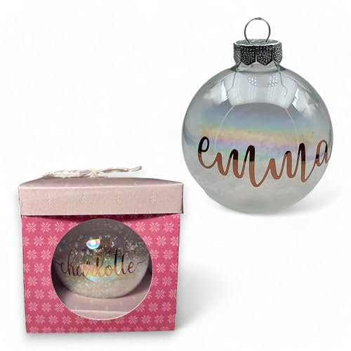 Weihnachtskugel Christbaumkugel Schneekugel personalisiert mit Namen und Handmade Geschenkverpackung Kunstschnee 6cm Weihnachtsgeschenk Nikolaus