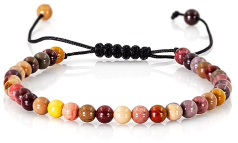 GIOAS Makramee Armband/Bracelet 4mm Mookaite Perlen Damen/Herren Schmuck
