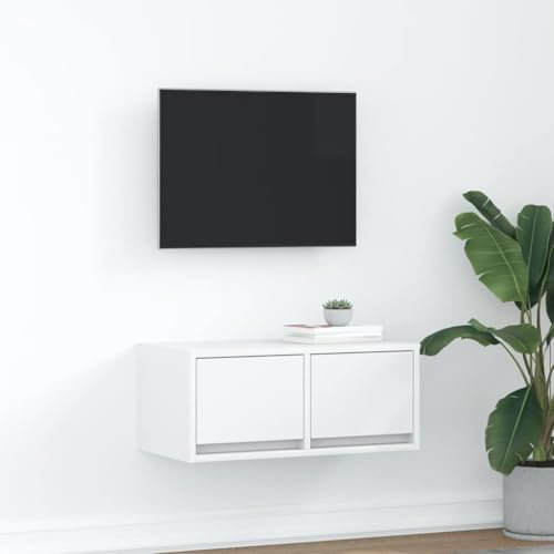 Gecheer Mobile Porta TV Bianco 60x31x25,5 cm in Legno Multistrato,Mobile,Porta TV,Moderno,Mobile TV da Parete Moderno,Mobile TV Sospeso,Pensile,Mobile TV Muro,Mobile Porta TV Soggiorno,P861490
