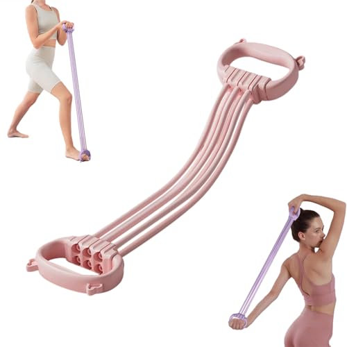 Resistance Band with Handles, Elastic Pull Yoga Tension Rope, Chest Expander, Yoga Gym Fitness Pulling Rope for Back and Shoulder Stretch Women & Men (Pink)