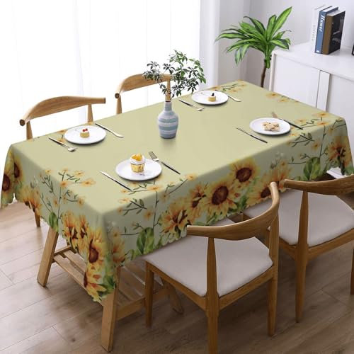 Tischdecke Abwaschbar Rechteckig 150x260cm, Sonnenblume Gartentischdecke Tischdecken Fleckschutz Tischwäsche Wasserdicht Tischtuch für Draußen Esszimmer, Küche, Garten, Party, Hochzeiten,Haushalt