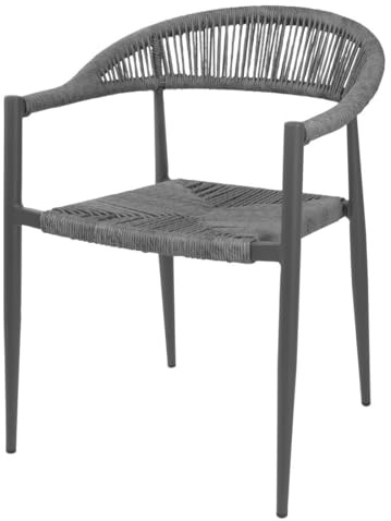 Bolero Eden PE Twist Rattan Outdoor Arm Chairs, Charcoal (4 Pack) | Weather-resistant weave provides durable seating for busy commercial patios, cafes and beer gardens.