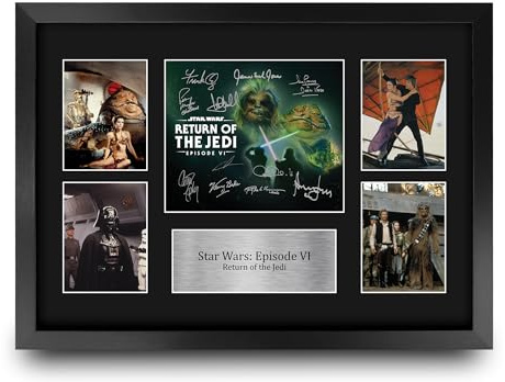 HWC Trading Star Wars Episode 6 Return of the Jedi Geschenke Geducktes Signiertes Autogramm Präsentationsdisplay für Fans von Film Memorabilien - A3 Gerahmt