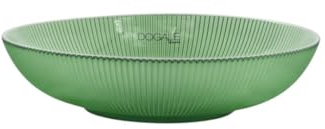 Dogale Venezia Green Murano Glass Centerpiece - Large Fruit Bowl Ø25.5cm with Satin Finish and Plisse Design, Luxury Handmade Gift Idea
