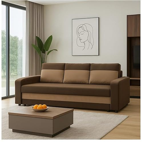 Agritrade AK Orion Sofa Bed – Modern Convertible Couch with Optional Corner Section & Storage – Multiple Colours (Dark Brown Light Brown, Standard Sofa)