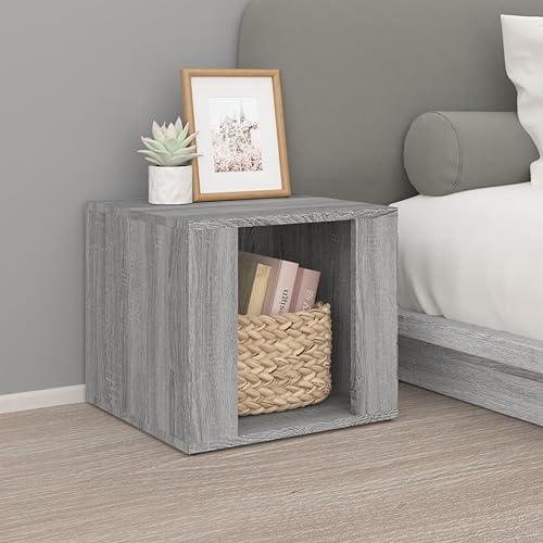 HETFTJN Nachttisch Grau Sonoma 41x40x36 cm aus robustem Holzwerkstoff Modernes Design mit Stauraum Nachttisch schmal als Beistelltisch für Schlafzimmer Wohnzimmer Flur