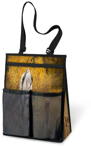 Autumn In Dog Brings Horse Duschtasche, tragbar, weißes Pferd, Dusch-Caddy, Taschen, zum Aufhängen, Kulturbeutel, Organizer für Reisen, Fitnessstudio, Camping, Strand, Badezimmer, Schlafsaal