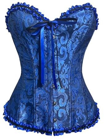 Wikoan Corset Femme Bustier Sexy Top Lacets Gothique Dentelle Floral Vintage Corsets Grande Taille pour Halloween Carnaval Jeu de Rôle S-4XL