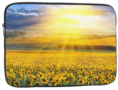 Laptophülle mit goldenem Sonnenblumenmuster, 43,2 cm (17 Zoll), geeignet für Laptops, Tablets usw