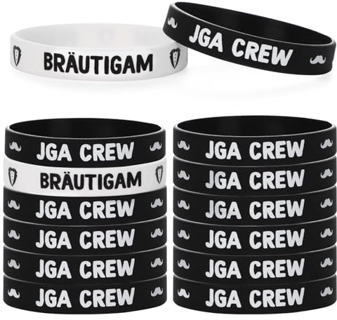 COMOOKA 12 Stück JGA Männer Armbänder - JGA Accessoires Männer - 1x Bräutigam + 11x JGA Crew - Team Bräutigam Junggesellenabschied Accessoires - Hochzeit Deko Bachelorette Party Silikonarmband