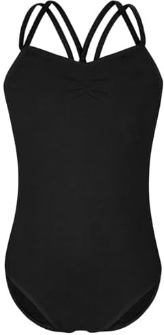 AYBUY Maillot Ballet Danza Niñas, Leotardos de Gimnasia, Ballet Body Sin Mangas, Tirantes Cruzados, Leotardo Gimnasia Clásico, Maillot Ballet Danza Niñas para Gimnasia Baile Fiesta, (6-14 Años)
