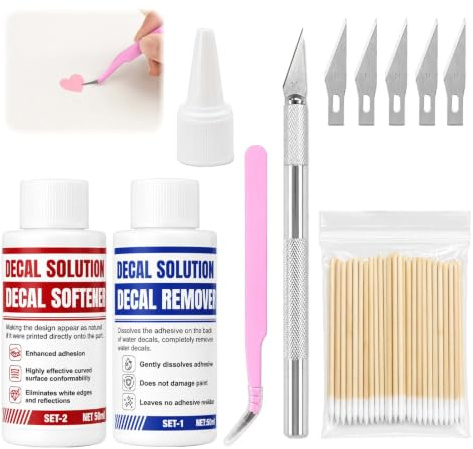 Micro Set and Sol, Micro Set, Good Adhesion, Suitable for DIY Craft, 2*50ml | Plastic Glue for Model Hobbyists & Gundam Builders with Precision Curved Tweezers, Pointed Cotton Swabs