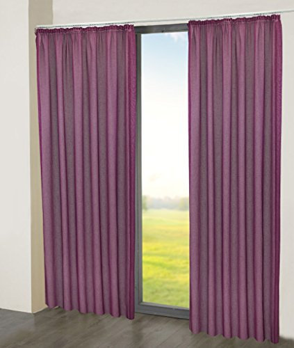 Sun World Maßgeschneiderte Deko-Gardine, Maßanfertigung von 70cm bis 330cm Höhe, Aubergine (235cm)