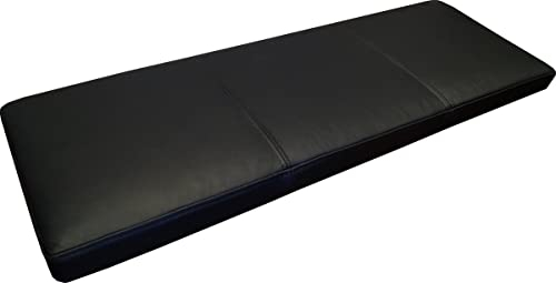 Quattro Meble Schwarz Echtleder Bankauflage Sitzkissen Lederkissen Sitzpolster Bank Auflage doppelt genähtes Echt Leder Kissen Sitzauflage (40 x 90 cm)