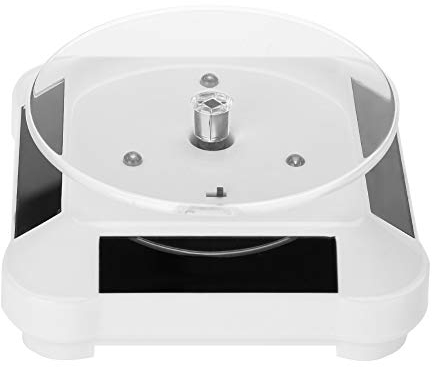 Stand solaire alimenté par rotation, vitrine solaire 360 ​​degrés tourne-disque tournant montre téléphone organisateur de présentoir de support de montage(blanc)