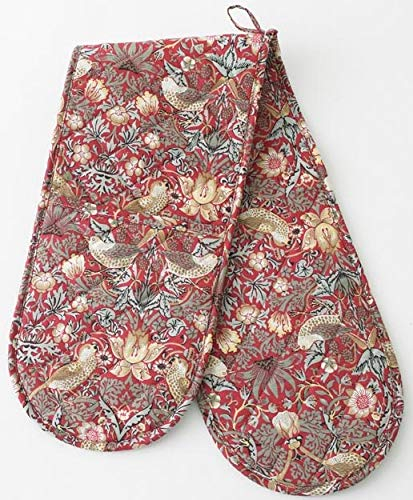 Licensed William Morris Red Strawberry Thief Floral Oven Glove